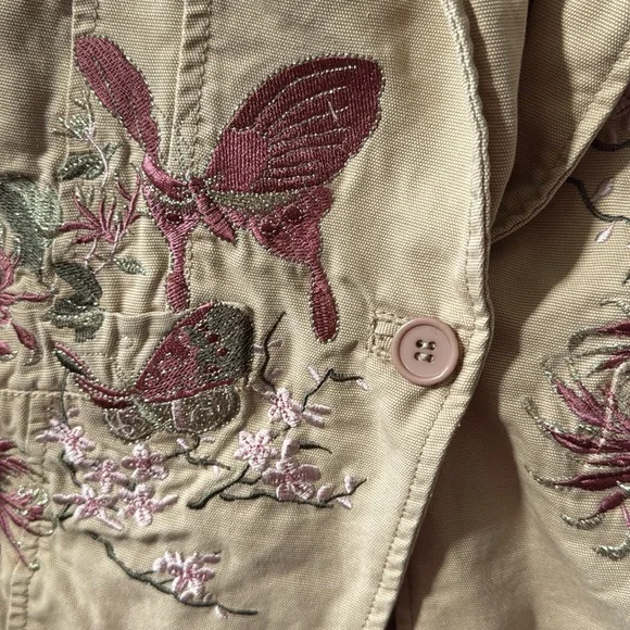 BLUE TIME (Johnny Was Vibe) Floral Embroidered Canvas Blazer Jacket Size S - Picture 5 of 8